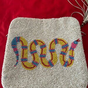Moyna Beaded Purse with Snake and Flower beaded strap[